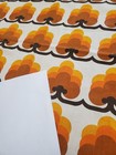 Awesome Rare Vintage Mid Century Retro 70s Yel Org Brn Card Clubs Wavey Fabric 