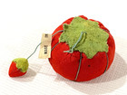 Vintage Tomato   Strawberry Sewing Pin Cushion  Made In Japan Tag