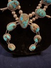 Vintage Southwestern Squash Blossom Necklace Sterling Silver And Turquoise