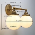 Indoor 2 Light Milk Glass Antique Brass Wall Sconce Vintage Industrial Modern   