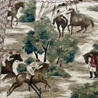 Vintage Fox Hunting Equestrian Horse Linen Lined Fabric Drapes Curtains  2 