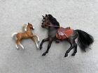 Vintage Breyer Horse Young Black Mare   Chestnut Foal Dapples Ponies Set Tack
