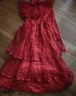 Free Beetlejuice Small Cosplay Costume Lydia Red Wedding Dress Lace Gown Veil