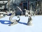 2 Small Vintage Ral Partha   Bks Pewter Dragon   Wizard 1983 - Pp81