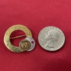 Vintage 12kt Gold Filled North Carolina State Seal Service   Ruby Pin Brooch