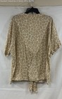Nwt Michael Kors Women s Tan Giraffe Print Linen Blend Lace Up Top Size 2x