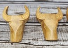 4 Vtg 1960   s Hand Carved Water Buffalo Neckerchief Slide Or Woggle