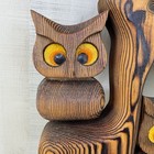 Vtg Wooden Owl Wall Hanging Cryptomeria Mcm 3 Owls In Tree Felt Eyes 16   
