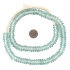 Blue Aqua Rondelle Recycled Glass Beads 12mm Ghana African Sea Glass Clear Disk