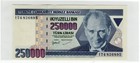 Turkey  250 000  1 4 Million  Lira P-211 1998  Ataturk Monument Unc Banknote