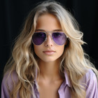 Purple Lens Aviator Style Silver Metal Frame Women Men Sunglasses 90 Shades Uvb