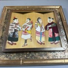 Vintage Chinese Immortals Handcrafted Silk Covered Framed Art