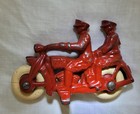 Hubley Cast Iron Pdh Police Motorcycle Tandem Rider Toy Motorcycle Antique 1930s