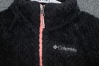 Columbia Fuzzy Fleece Jacket Pink Full-length Zipper -black Kids 6-7y- Size Xs-
