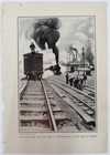 Railroad Switching Yard Steam Locomotive     Thornton Oakley 1901 Harper s Monthly
