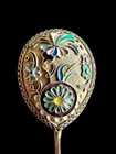 Antique Russian Gold Gilt Silver Enameled Cloisonn   Spoon Signed 84 Zolotniki