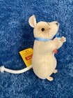 Steiff Fiep Mouse White Mohair Plush 1990 Id Button And Tags 4 3 4 Inches 