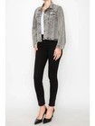 Origami Stunning Denim Jean Jacket W rhinestone Embellished Stripes Black