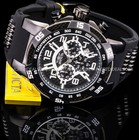 Invicta Men Speedway Chronograph Black Dial Silver Bezel Combat Tachymeter Watch