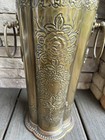 Vintage Solid Brass Umbrella Cane Stand Hand Stamped Lacquered Victorian Style
