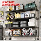 Metal Steel Rolling Wire Shelving Unit  Adjustable Storage Rack Locking Caster