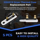 Dryer Thermal Fuse 5x Replacement Part For Whirlpool Kenmore 3392519  Wp3392519