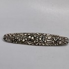 Stieff Rose Pattern Bar Pin Brooch Sterling Silver Floral Repousse Old C Clasp 3