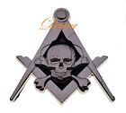 Masonic Widows Sons Mason Car Auto Square   Compass Silver Skull Bones Emblem