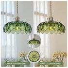 Vintage Green Glass Pendant Light Fixture With Switch  Gold Hanging Lamp For    