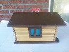 Handmade Vintage Birdhouse - Log Cabin Motif - Great For House Wren 