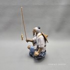 Vintage Chinese Mudman Fisherman Figurine With Fish   Jar Porcelain Statue 5 
