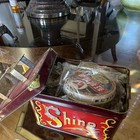 Shine Vintage Red gold Shoe Shine Advertising Tin W  Handle   Accessories