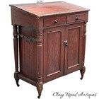 Antique Paint Decorated Country Store Primitive Stand Table Cabinet Cupboard