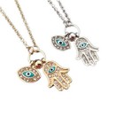Women s Fashion Jewelry Silver Gold Evil Eye Hamsa Hand Pendant Necklace 64-2