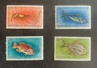 Indonesia 589-592  1963  1r-6r Aquatic Life Unused Set Of Four Previously Hinged