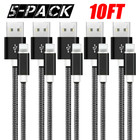 5-pack Usb Heavy Duty Fast Charger Cable Cord For Iphone 5 6 7 8 X 11 12 13 Max