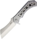 S-tec Folding Knife 5  Stonewash Finish 440 Steel Cleaver Blade Stainless Handle