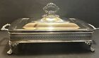 Vintage 3 Pc Oneida Silver Plate Footed Casserole Server W  Glass Pyrex Insert