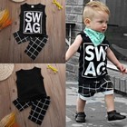 Toddler Infant Kids Baby Boy Clothes Sleeveless T-shirt Top shorts Pants Outfits