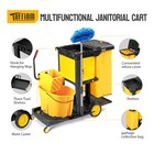 Tuffiom 3-shelf Janitorial Cart With Key-locking Cabinet  Black yellow Vinyl Bag