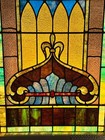 Antique Circa 1900 Colorful Stained Leaded Glass Window 34 x28  Ripple Glass