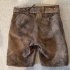 Womens Brown Leather Traditional Lederhosen Embroidered Shorts With Belt