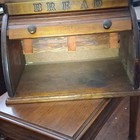 Wood Roll Top Bread Bin Brown Oak Tone 1-loaf Rectangular Vintage E51031