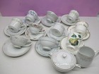 Vintage Lot Of 10 Sets Mismatched China Tea Cups   Saucers   Sugar   Creamer