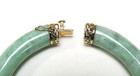 Chinese 14k Green Jade jadeite Oval Hinged Bangle Bracelet