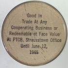 Pa  Strausstown 125th Anniversary Wooden Nickel Token