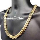 16mm Mens Miami Cuban Link Chain Heavy 18k 14k Gold Plated Stainless Steel