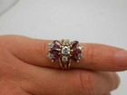 Stunning Wedding Band Ring Marquise Simulated Pink Ruby 14k Yellow Gold Plated