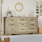 59 w 9 Drawer Dresser For Bedroom Wood Chest Of Drawers Large Farmhouse Cabinet