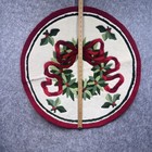 Christmas Throw Rug 28 Inch Round Wreath Holly Red Bow Holiday Accent Rug